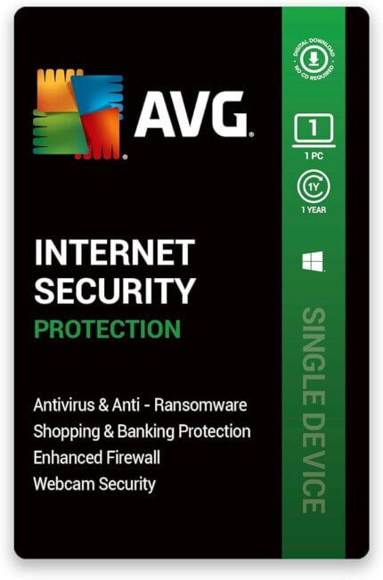 AVG Internet Security 2025 | 1-Year License for Windows | Antivirus & Online Protection