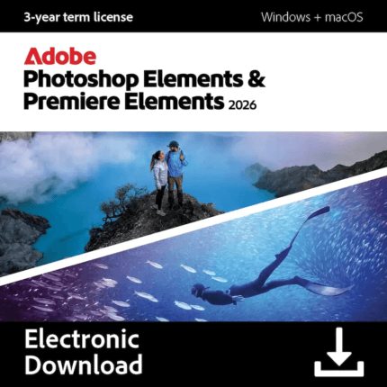 Adobe Photoshop & Premiere Elements 2026 Student & Teacher | 3-Year License PC/Mac