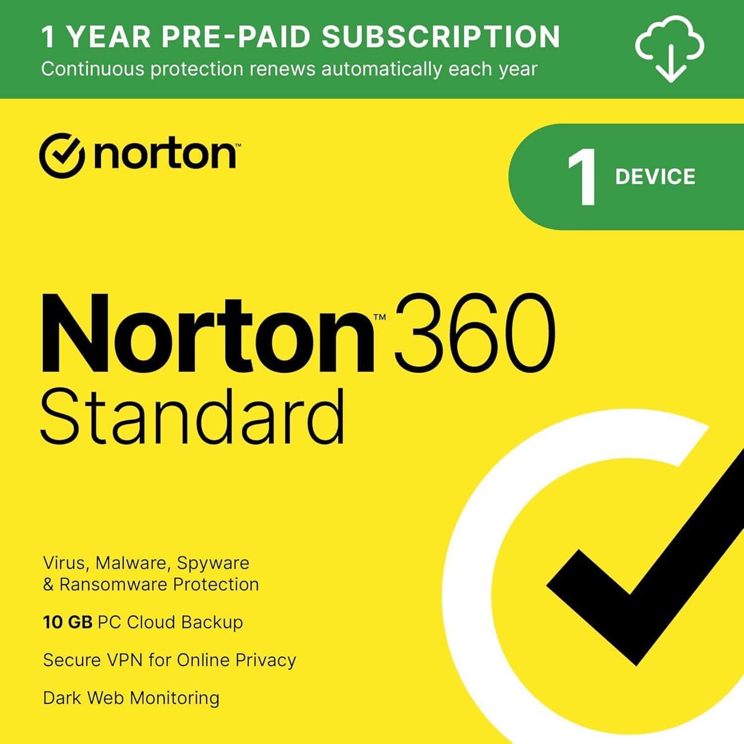 Norton 360 Deluxe 2025 1 Devices 1 Year License for Windows Mac