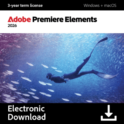 Adobe Premiere Elements 2026 3-Year License for Windows & Mac | Easy AI Video Editing Software